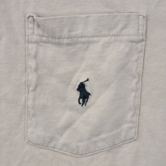 Polo by Ralph Lauren Beige Cotton Pocket T Shirt Mens XL Made in USA - Picture 3 of 10